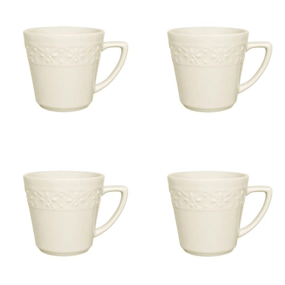 Conjunto De Canecas 04 Peças Mendi Marfim 360 Ml Oxford