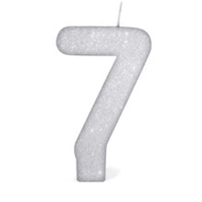 Vela de Aniversário Silver com Gliter Número 7 Branco UNICA