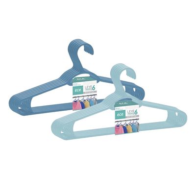 Conjunto de Cabides Dasplast Plástico Sustentável Leve 6 e Pague 5 Azul UNICA