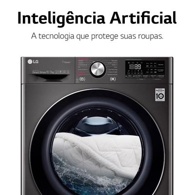 Lavadora e Secadora Elétrica Smart LG WashTower WK17VS6A 17 Kg Aço Escovado com Inteligência Artificial AIDD - 220v