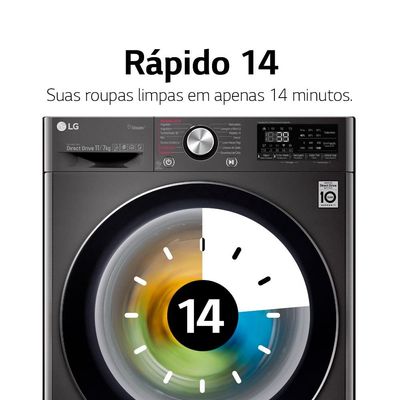 Lavadora e Secadora Elétrica Smart LG WashTower WK17VS6A 17 Kg Aço Escovado com Inteligência Artificial AIDD - 220v
