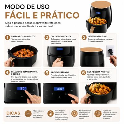 Fritadeira Airfryer Elétrica Sem Óleo 6L 110V