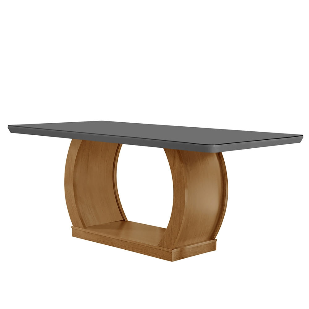 Mesa para Sala de Jantar Milena 180cm Em MDF e Vidro Com Canto Copo