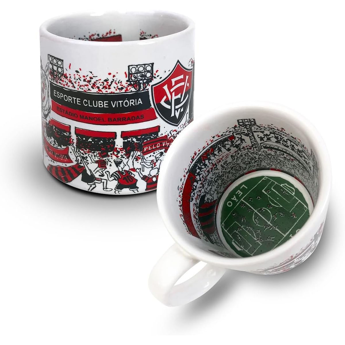 Caneca KazzaVip do Esporte Clube Vitoria Cerâmica 360 ML Estádio Manoel Barradas Licenciada Branco
