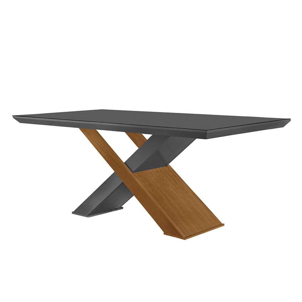 Mesa para Sala de Jantar Carol 180cm Em MDF e Vidro canto reto