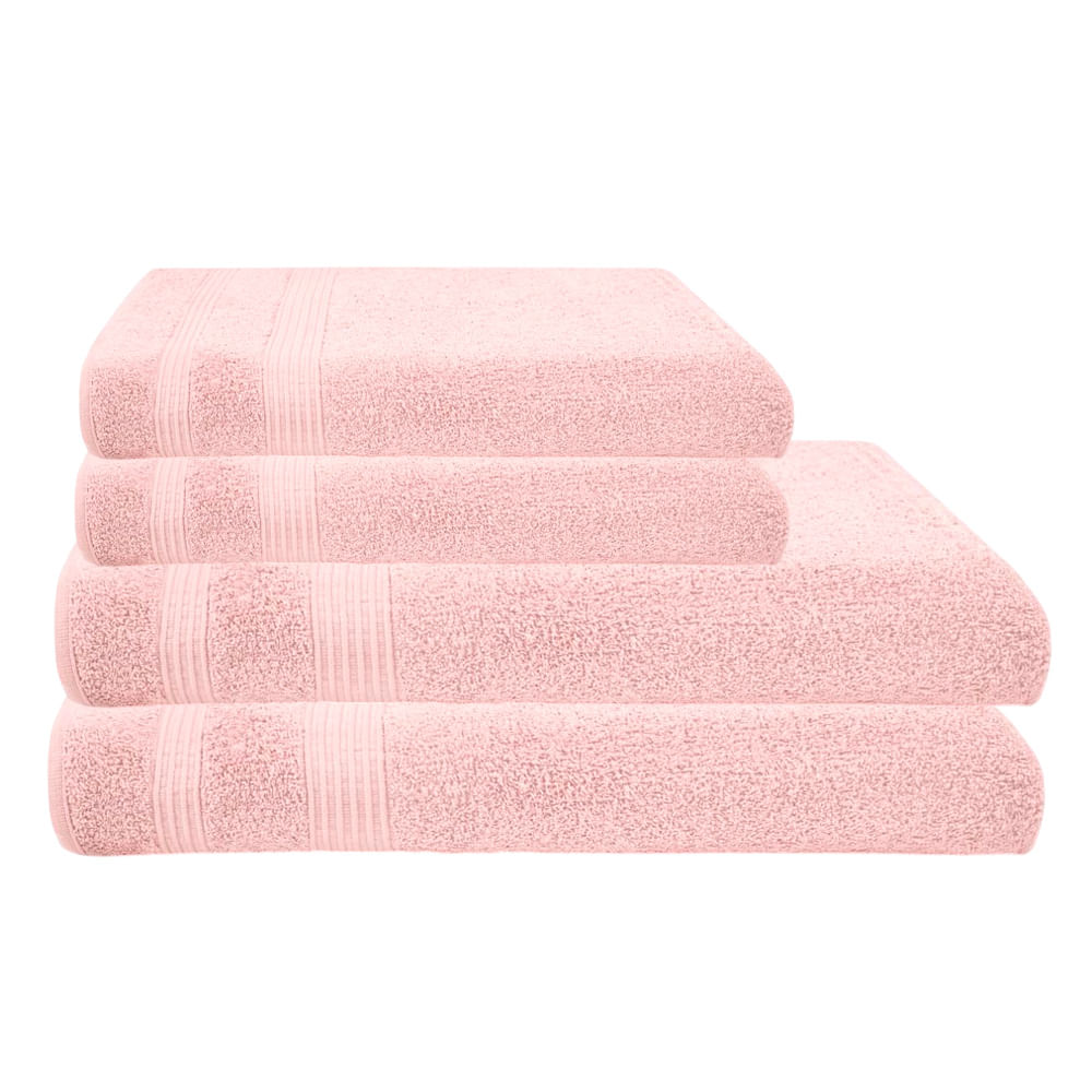 Kit Jogo de Banho 4 Toalhas Verona 100% Algodão Groh Rosa