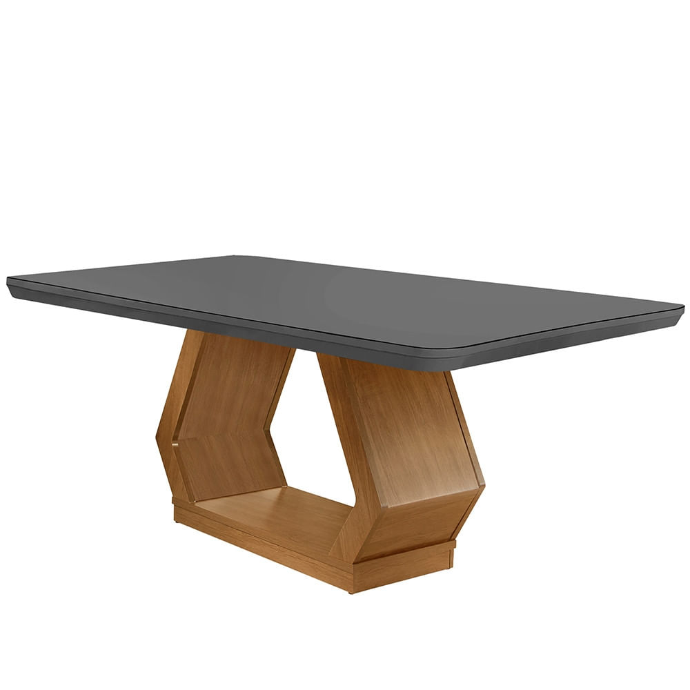 Mesa Sala de Jantar Lara 180cm Em MDF e Vidro Canto Copo
