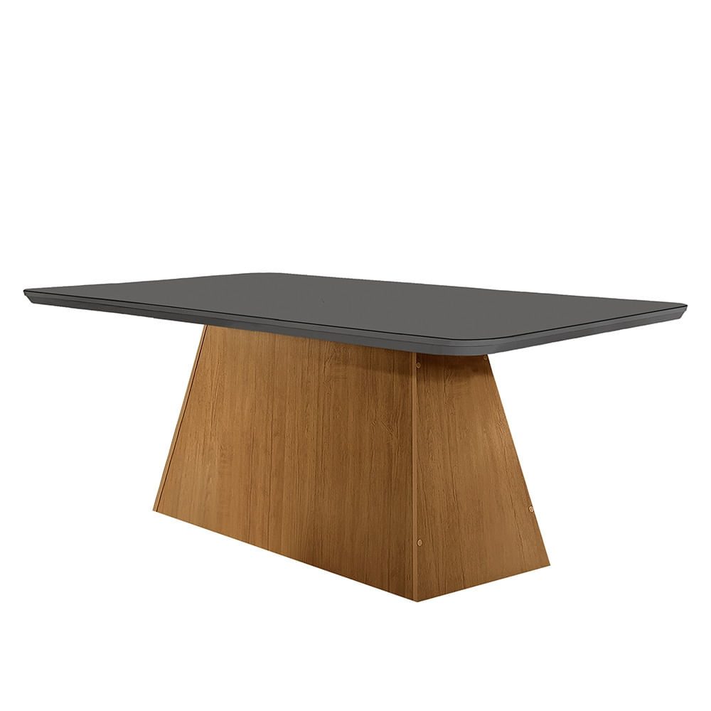 Mesa Sala de Jantar Aida 180cm Em Mdf e Vidro Com Canto Copo
