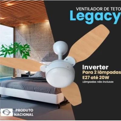 Ventilador Teto Inverter Legacy Branco 3 Pás Branco Bivolt