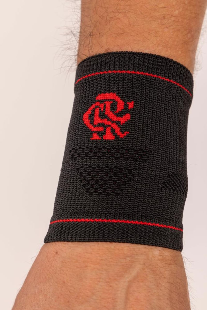 Protetor De Punho Preto Vermelho Gg Flamengo Compressão