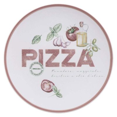 Jogo 12 Pratos Raso 25cm em Porcelana Decorada para Servir Pizza Tramontina Milano Mesa Posta