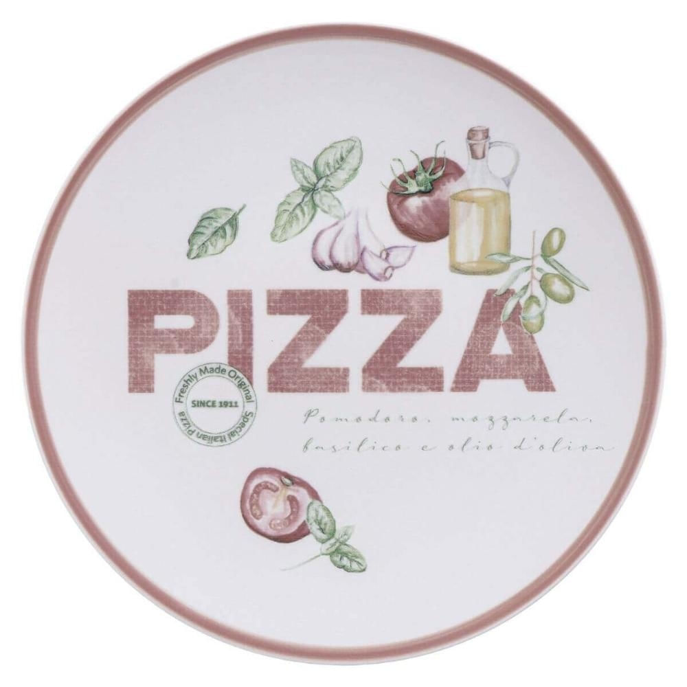 Jogo 12 Pratos Raso 25cm em Porcelana Decorada para Servir Pizza Tramontina Milano Mesa Posta