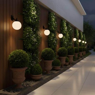Kit 2 Luminárias de Parede para Jardim Globo Leitoso Preta Lâmpada E27 Dital
