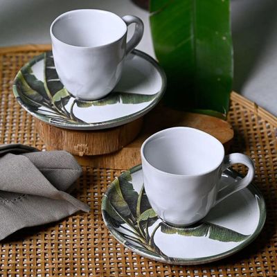 Xícara Café Bio Bananê Porto Brasil Cerâmica 120ml Cafezinho Cozinha Mesa Posta