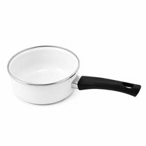Panela Papeiro Esmaltado 14cm Branco Cabo Baquelite Borda Inox 800ml Metallouça