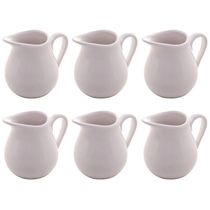 Jogo 6 Leiteiras Porcelana Branca 190ml Milão Lyor Caldas Louça Pequena Mesa Posta Café da Manhã