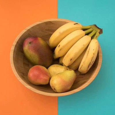 Jogo 2 Saladeiras de Bambu Natural 28cm Bowl Fundo Oikos Salada Frutas Sobremesa