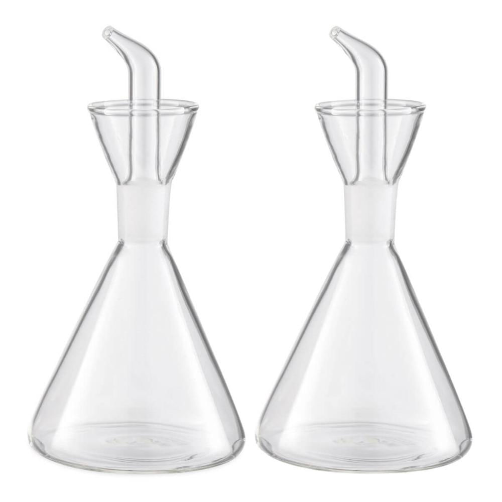 Kit 2 Galheteiros Azeite e Vinagre 250ml Bico Dosador Vidro Transparente Borea Oikos