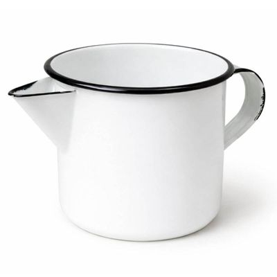 Caneca Esmaltada Branca Bico 1L Metallouça Preparo Aquecer e Servir Bebidas