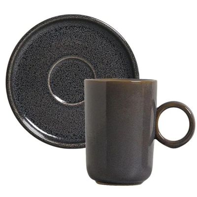 Jogo 12 Xícaras Café 90ml Com Pires Cerâmica Basic Dove Azul Porto Brasil Artesanal Mesa Posta