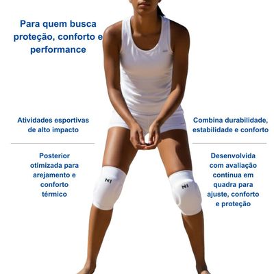 Joelheira Spry Branco M Knit 3D Eva 15Mm Proteção Impacto