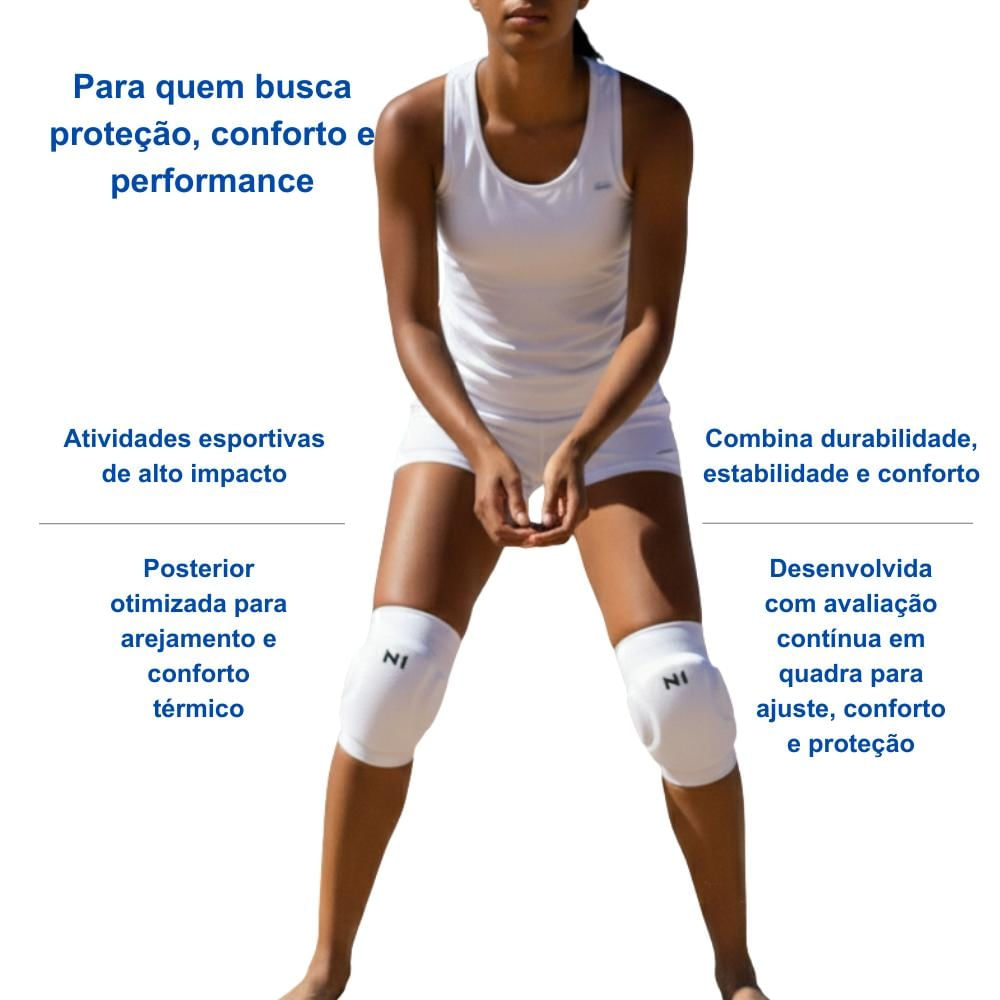 Joelheira Spry Branco M Knit 3D Eva 15Mm Proteção Impacto