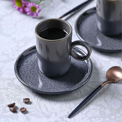 Jogo 12 Xícaras Café 90ml Com Pires Cerâmica Basic Dove Azul Porto Brasil Artesanal Mesa Posta