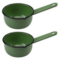 Conjunto 2 Papeiros Aço Esmaltado N12 Panelinha com Cabo Verde 550ml Ágata Básica Metallouça