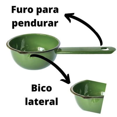 Conjunto 2 Papeiros Aço Esmaltado N12 Panelinha com Cabo Verde 550ml Ágata Básica Metallouça