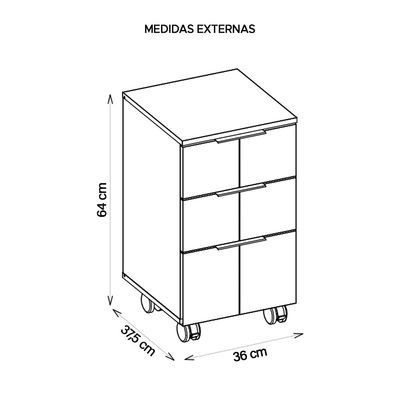Gaveteiro Cubic 3 Gavetas Caemmun Branco