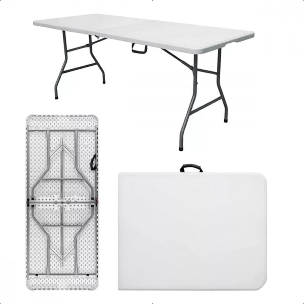 Kit 02 Mesas Portáteis Dobráveis Vira Maleta Com Alça Camping