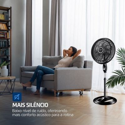 Ventilador Coluna 40cm Super Turbo Force Mondial Preto/Prata VSTF-40C-8P-BS 127V