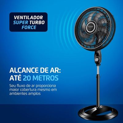 Ventilador Coluna 40cm Super Turbo Force Mondial Preto/Prata VSTF-40C-8P-BS 127V