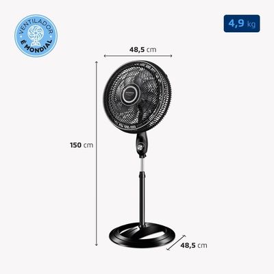 Ventilador Coluna 40cm Super Turbo Force Mondial Preto/Prata VSTF-40C-8P-BS 127V