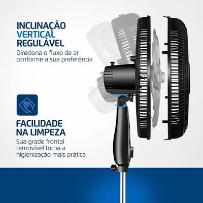Ventilador Coluna 40cm Super Turbo Force Mondial Preto/Prata VSTF-40C-8P-BS 127V