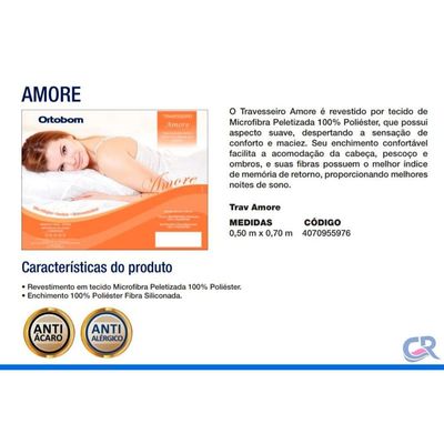Travesseiro Fibras Pluma Kit 2un Amore Ortobom 70x50x15