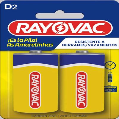 Pilha Grande Amarelinha Rayovac com 2 Unidades UNICA
