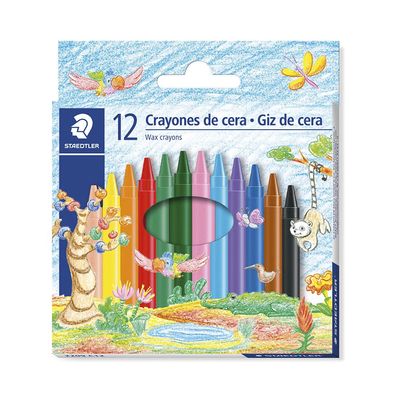 Giz de Cera Staedtler Redondo com 12 Cores Vibrantes 60g UNICA