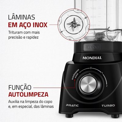 Liquidificador Mondial Pratic Turbo L89B Preto 110V UNICA