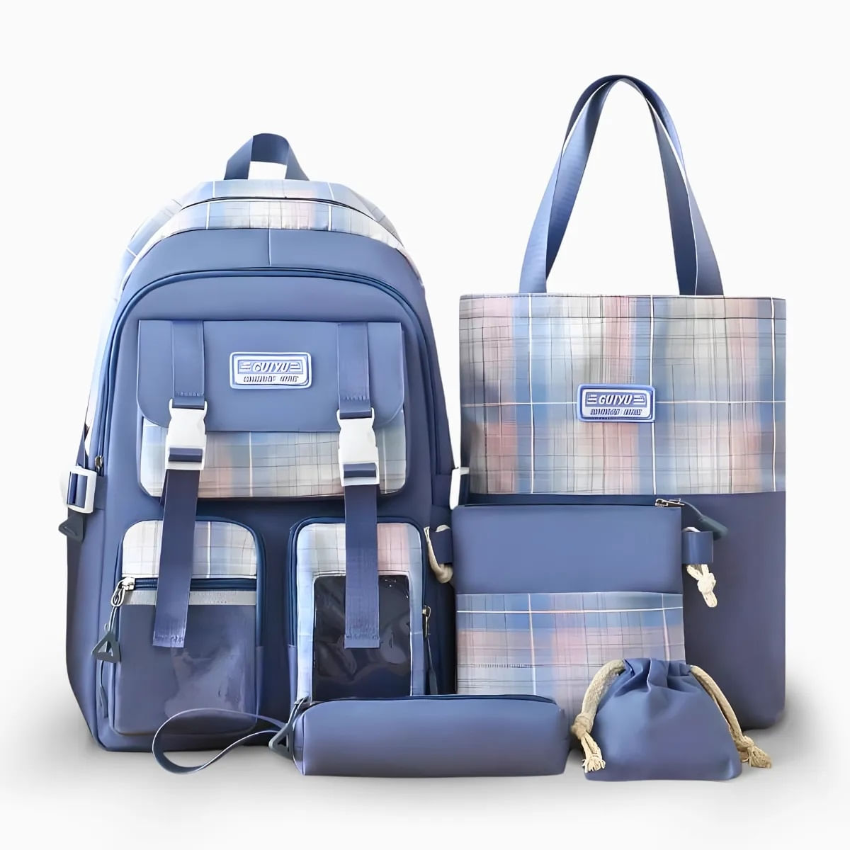 Conjunto Completo de Mochila e Acessório Azul