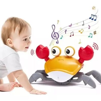 Brinquedo Caranguejo Fujão Música Luz Sensor Cores Variadas