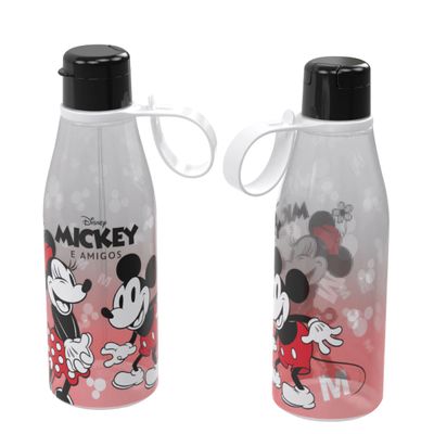 Garrafa Squeeze Abre Fácil Plasútil Mickey e Minnie Degradê Vermelha 530ml UNICA