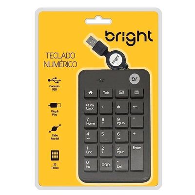 Teclado Numérico Retrátil Bright 0134 USB Preto UNICA