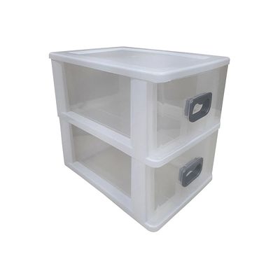 Gaveteiro Mesa de Plástico São Bernardo Gv53 Branco com 2 Gavetas UNICA