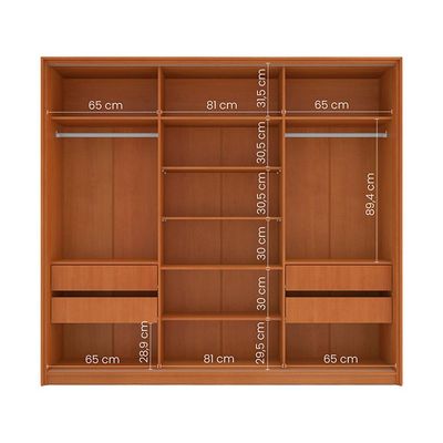 Guarda-Roupa Casal com Espelho Madrid 3 Portas 2 Gavetas Freijó e Branco
