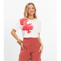 T- Shirt Feminina Meia Malha Rovitex Bege