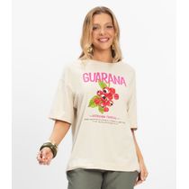 T- Shirt Overzised Meia Malha Feminina Rovitex Bege