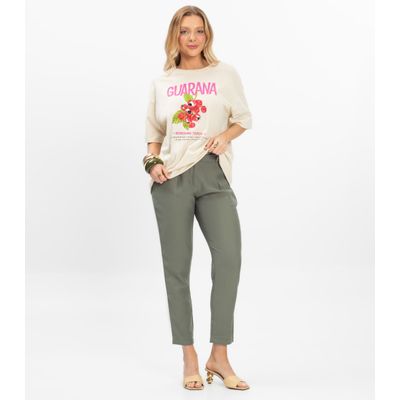 T- Shirt Overzised Meia Malha Feminina Rovitex Bege P / Bege