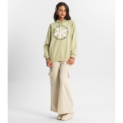 Moletom Juvenil Feminino Com Capuz Minty Verde 14 / Verde