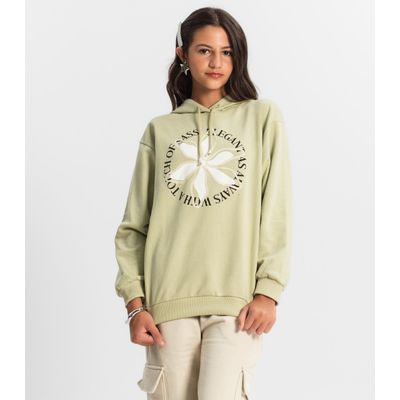 Moletom Juvenil Feminino Com Capuz Minty Verde 16 / Verde